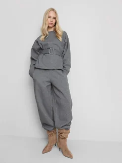 „By Coleen“ Sweatshirt mit hohem Baumwollanteil und Gürtel
