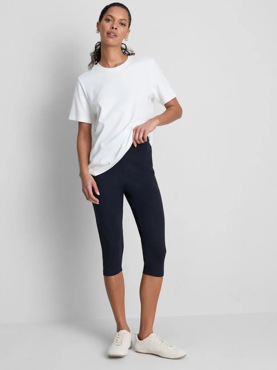 Capri-Leggings mit hohem Baumwollanteil und hohem Bund