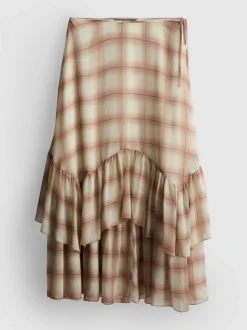 Chiffon-Maxirock mit Rüschen und Print
