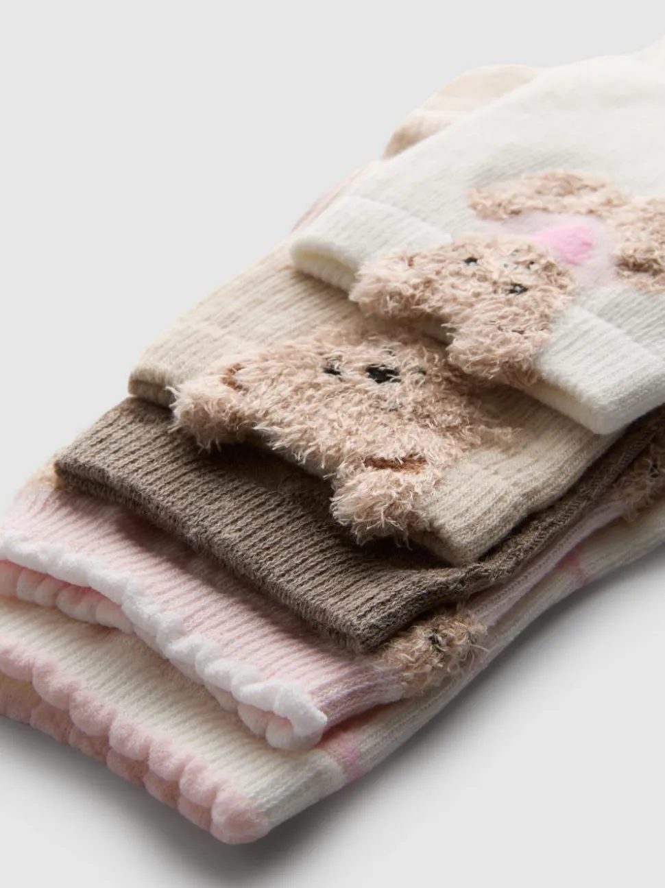 Crew-Socken mit hohem Baumwollanteil und Bärendesign, 5er-Pack
