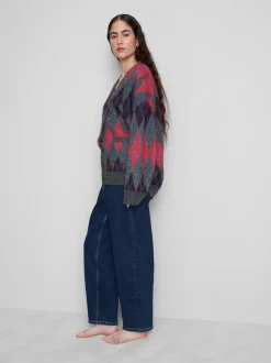 Denim-Jeans mit hohem Bund und konischer Form