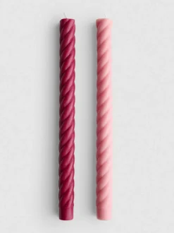 Dinnerkerzen in Twist-Optik, 2er-Pack