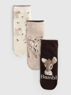 „Disney Bambi“ Sneakersocken mit hohem Baumwollanteil, 3er-Pack
