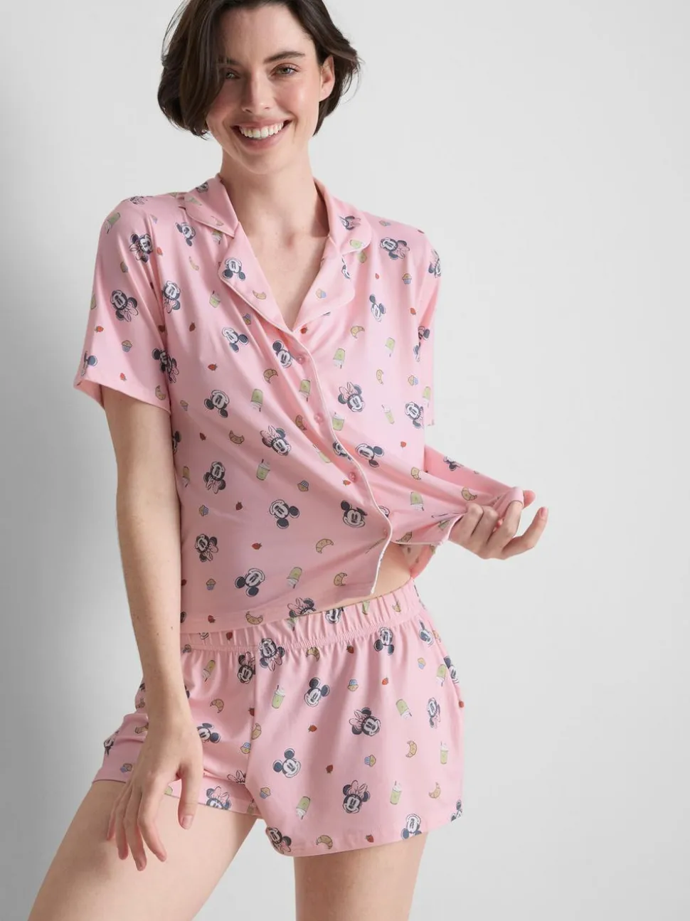 „Disney Micky Maus“ Schlafanzugshorts im Boyfriend-Look