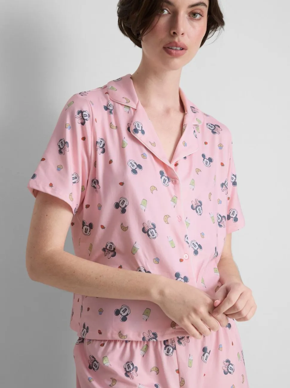 „Disney Micky Maus“ Schlafanzugshorts im Boyfriend-Look