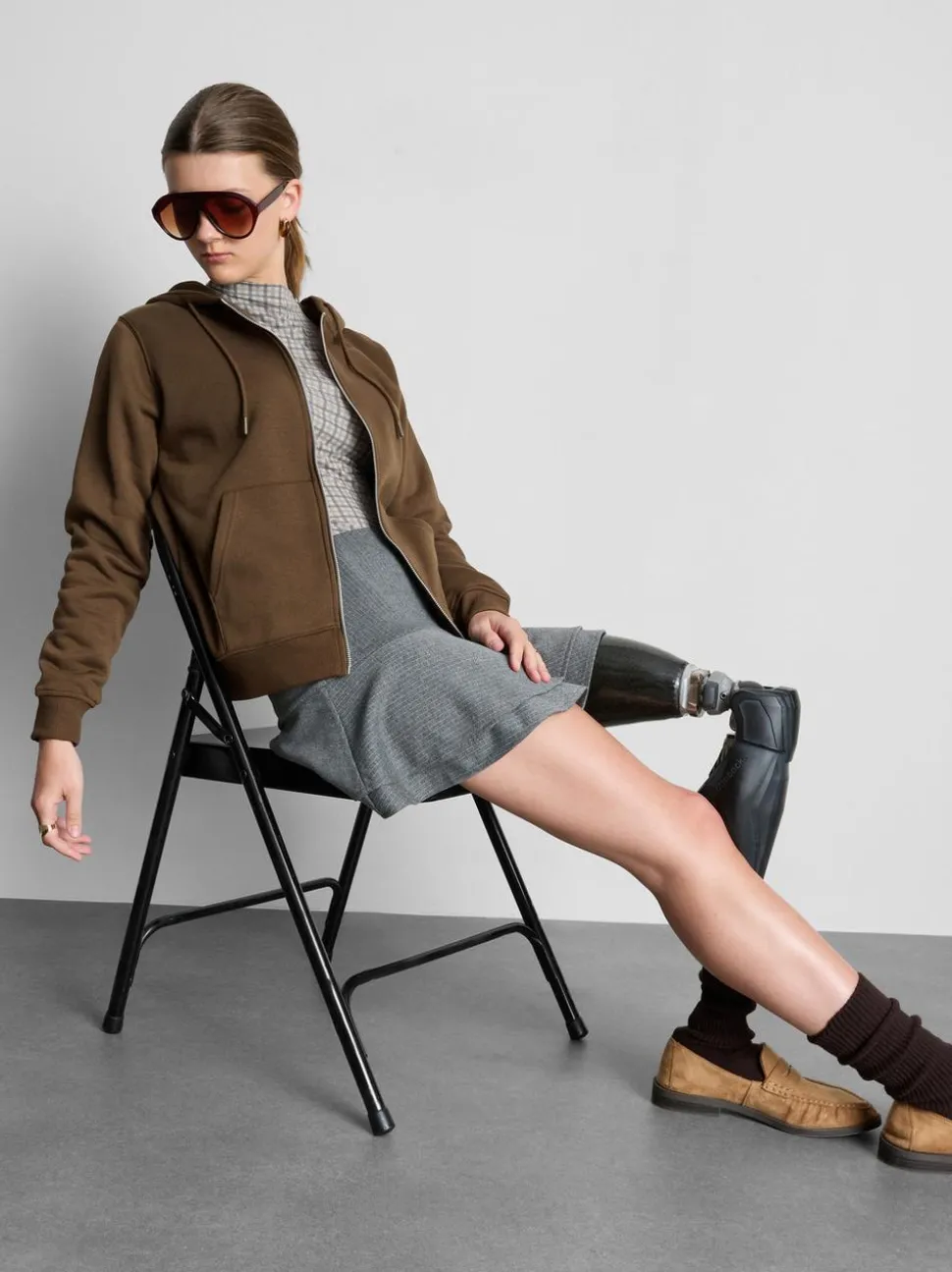 Essential Hoodie aus Baumwollmischung mit Reißverschluss
