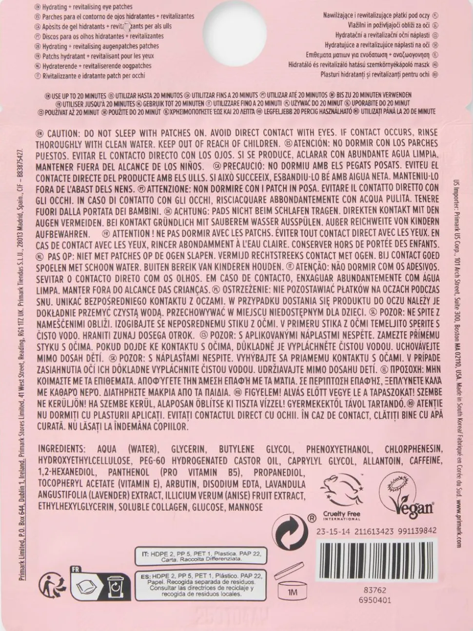 Feuchtigkeitsspendende, revitalisierende Augenpatches