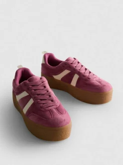 Flatform-Sneaker in Wildleder-Optik mit Gummisohle