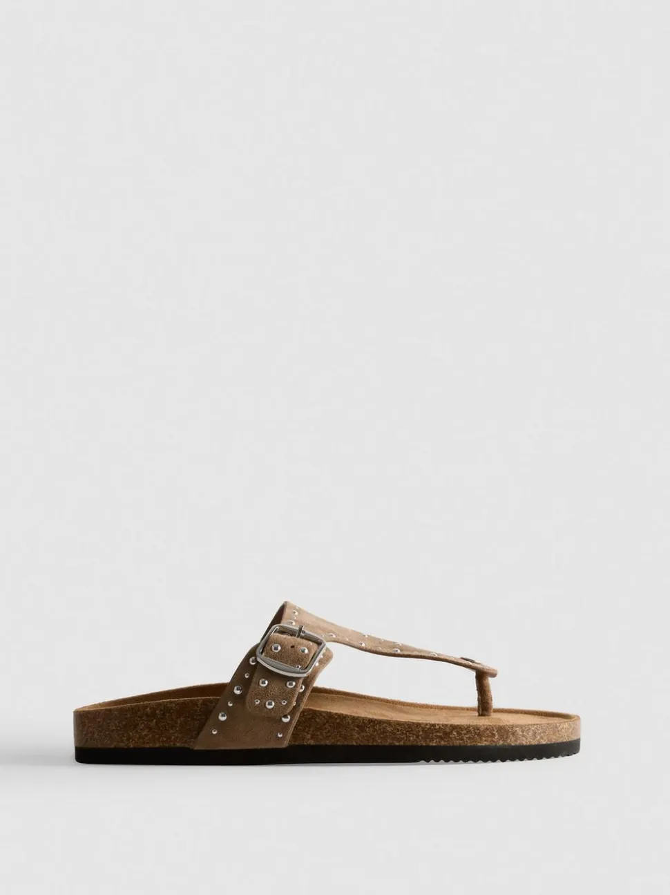 Fußbett-Sandalen mit T-Steg und Nieten