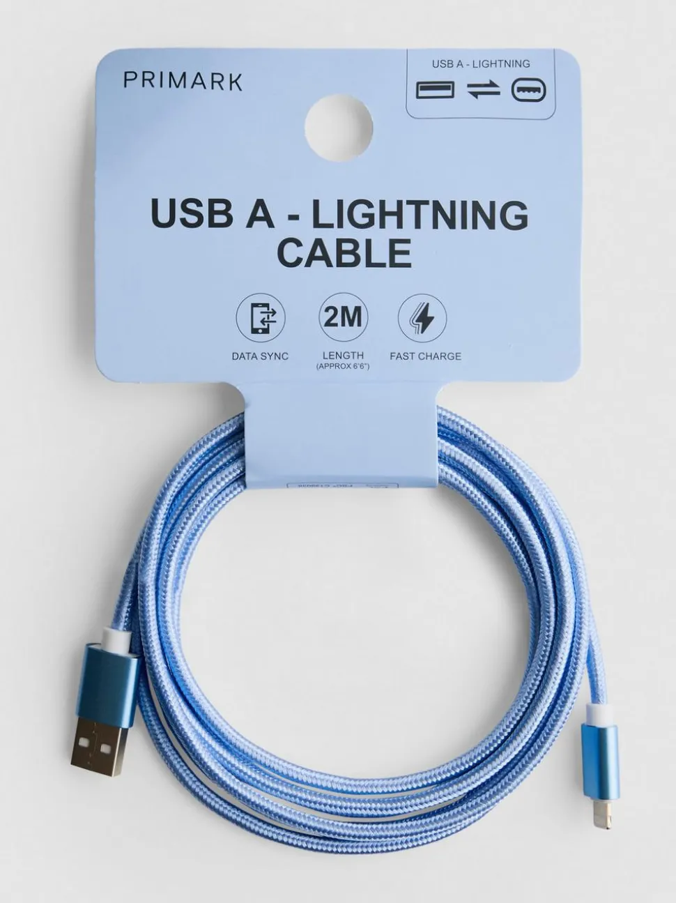Geflochtenes USB-A- auf Lightning-Kabel, 2 m