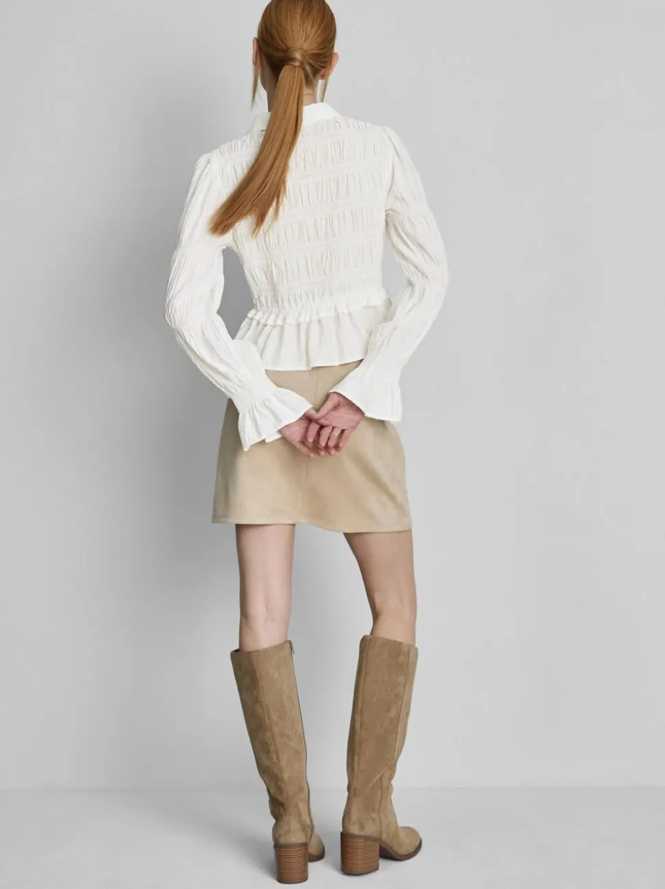 Gekräuselte Bluse mit Schößchensaum