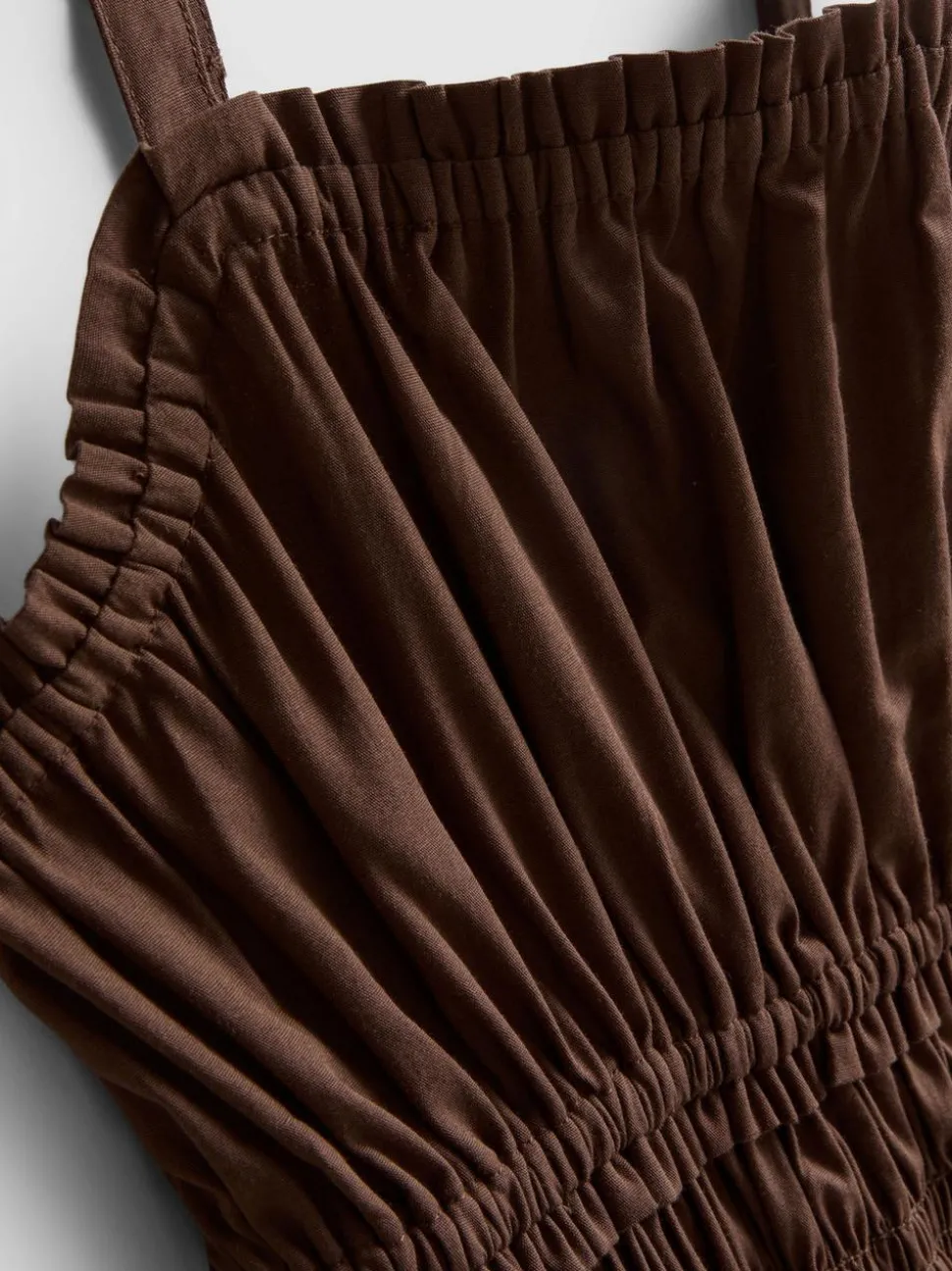 Gerafftes Baumwoll-Midikleid mit Karree-Ausschnitt