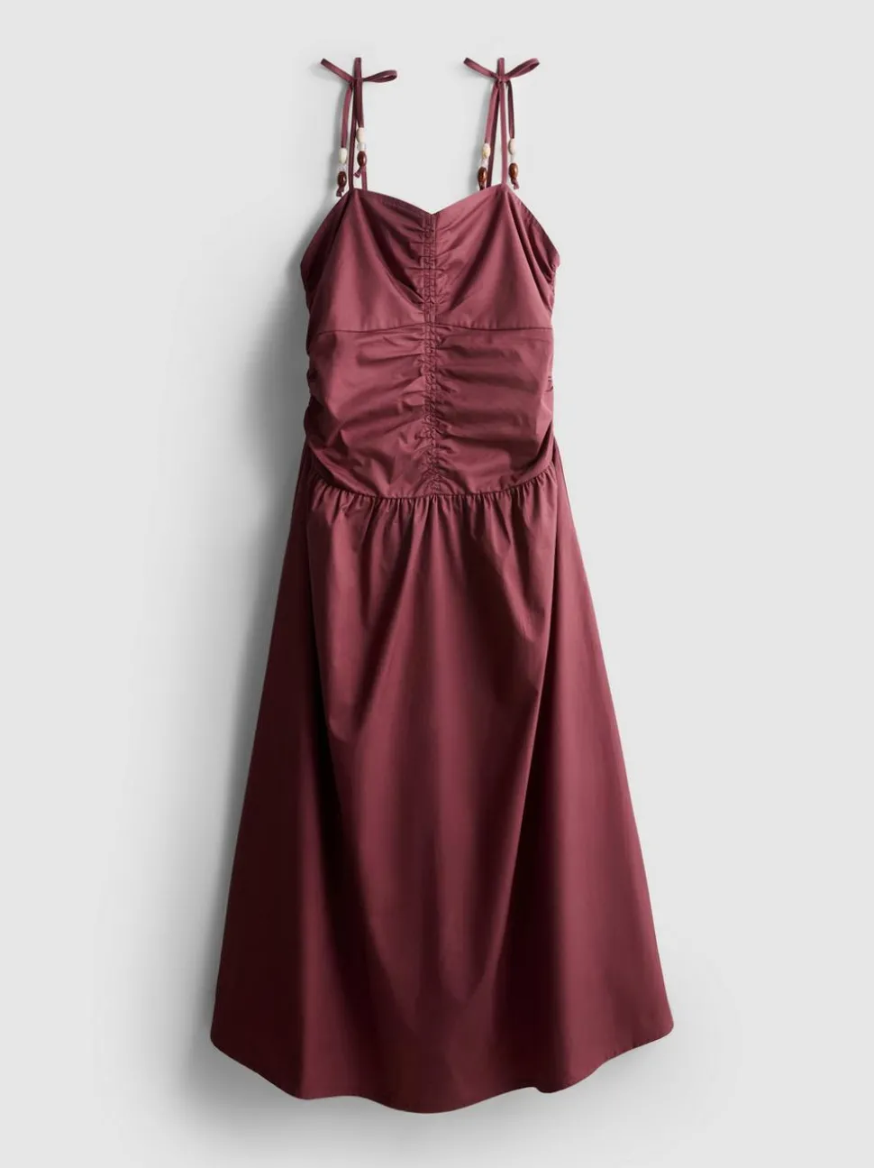 Gerafftes Midikleid mit Perlen