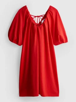 Gerafftes Minikleid mit Puffärmeln