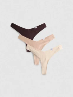 Gerippte Miami-Tangas mit hohem Baumwollanteil, 3er-Pack