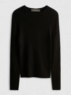 Gerippter Pullover mit Rundhalsausschnitt