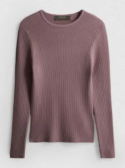 Gerippter Pullover mit Rundhalsausschnitt