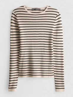 Gerippter Pullover mit Rundhalsausschnitt