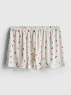 Gerippte Schlafanzugshorts mit Print