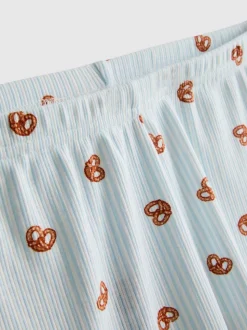 Gerippte Schlafanzugshorts mit Print