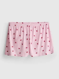 Gerippte Schlafanzugshorts mit Print