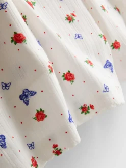Gerippte Schlafshorts mit Schmetterlingsmuster