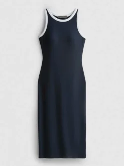 Geripptes Midikleid mit integriertem BH