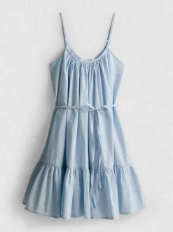 Gerüschtes Minikleid aus Popeline