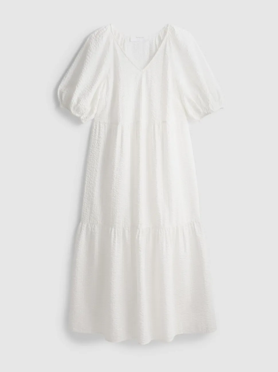 Gesmoktes Midikleid aus Baumwoll-Seersucker