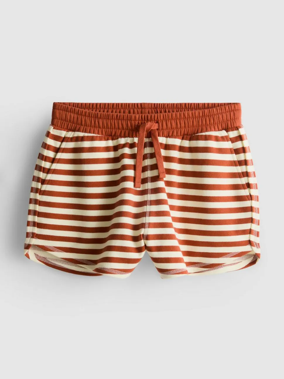 Gestreifte Jerseyshorts mit hohem Baumwollanteil