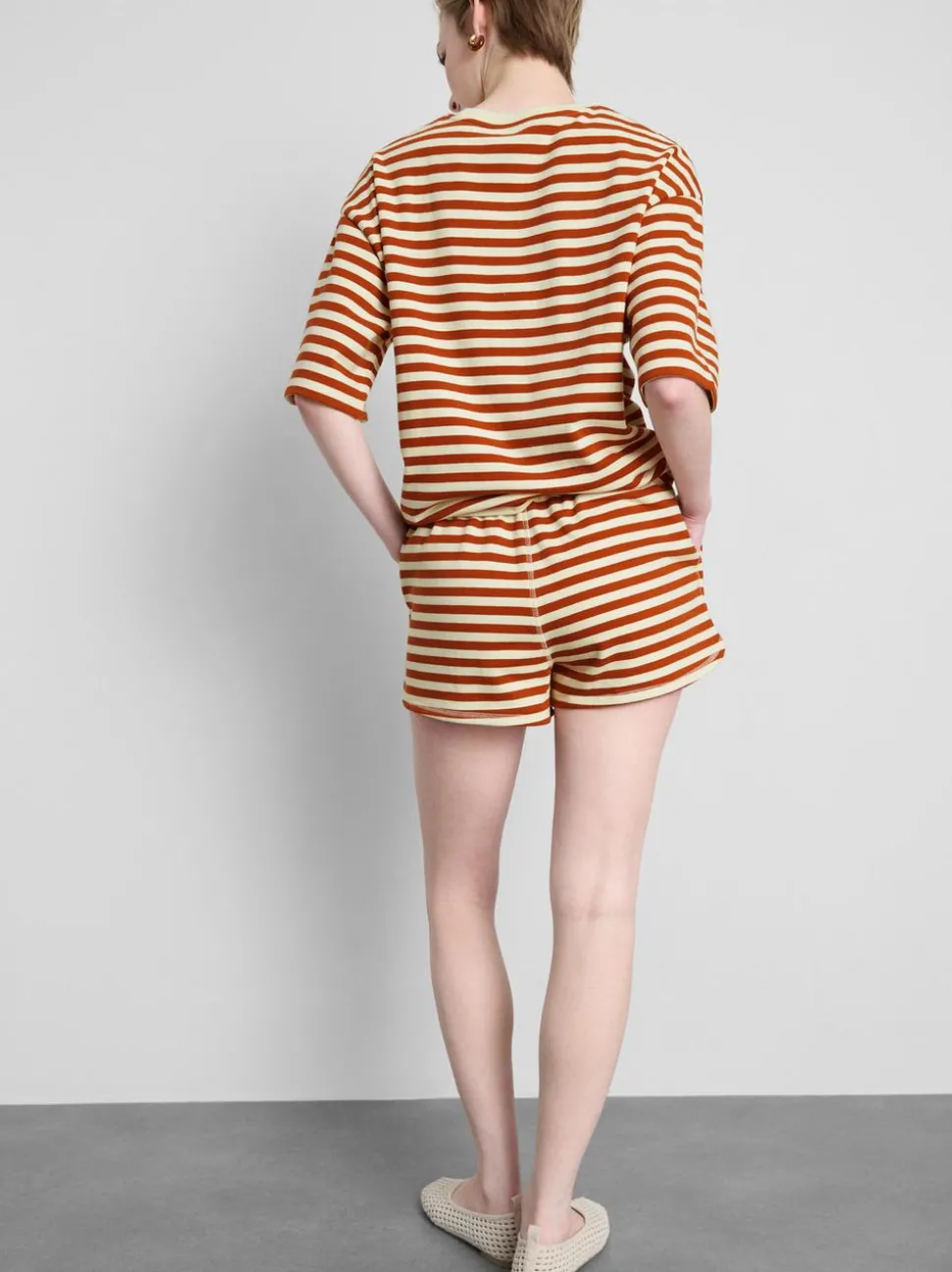 Gestreifte Jerseyshorts mit hohem Baumwollanteil
