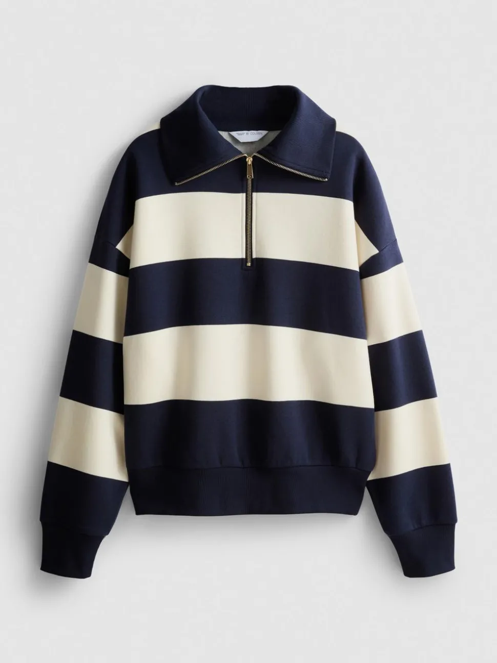 Gestreiftes „By Coleen“ Sweatshirt mit halbem Reißverschluss