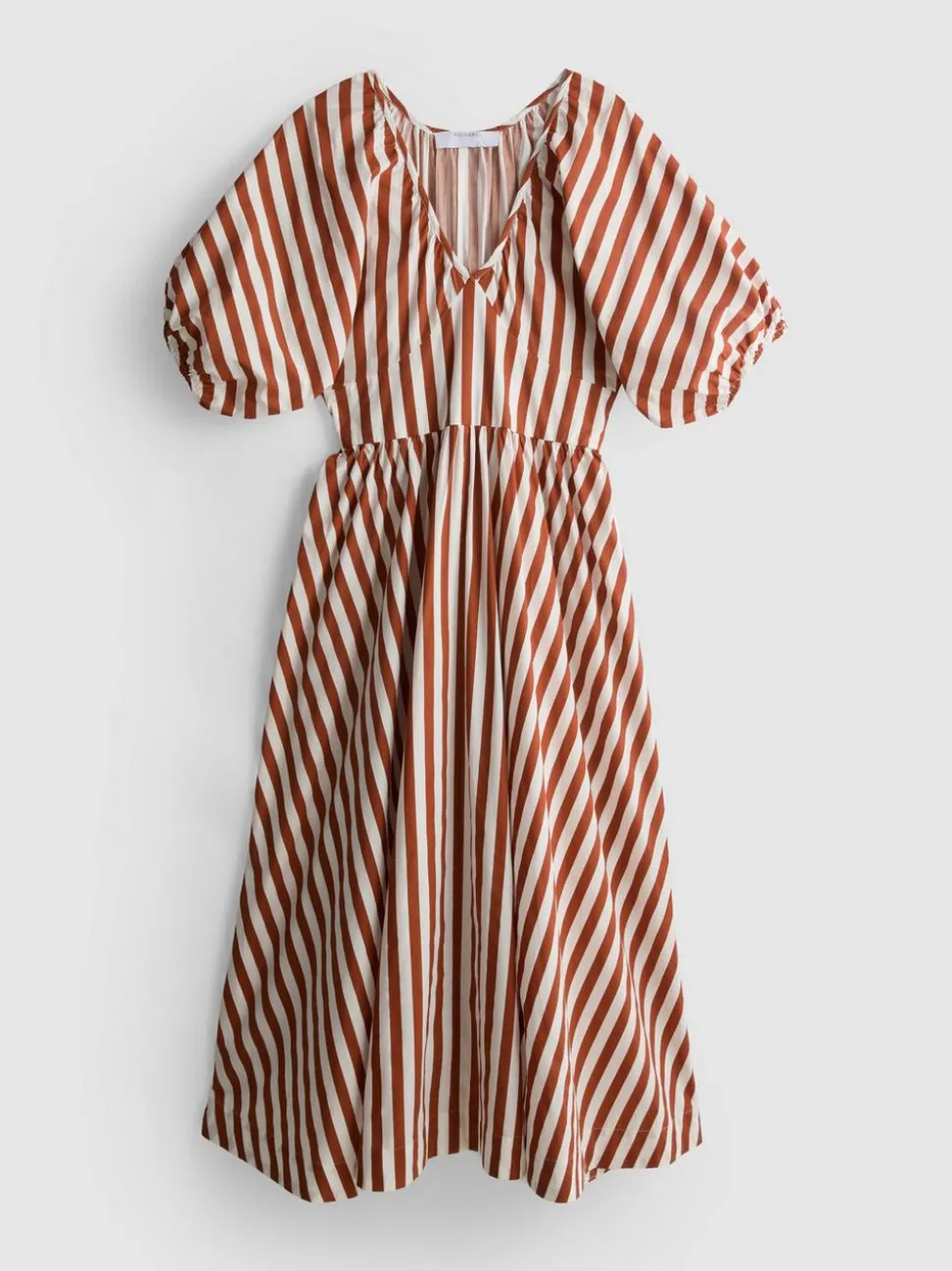 Gestreiftes Midaxikleid aus Baumwolle