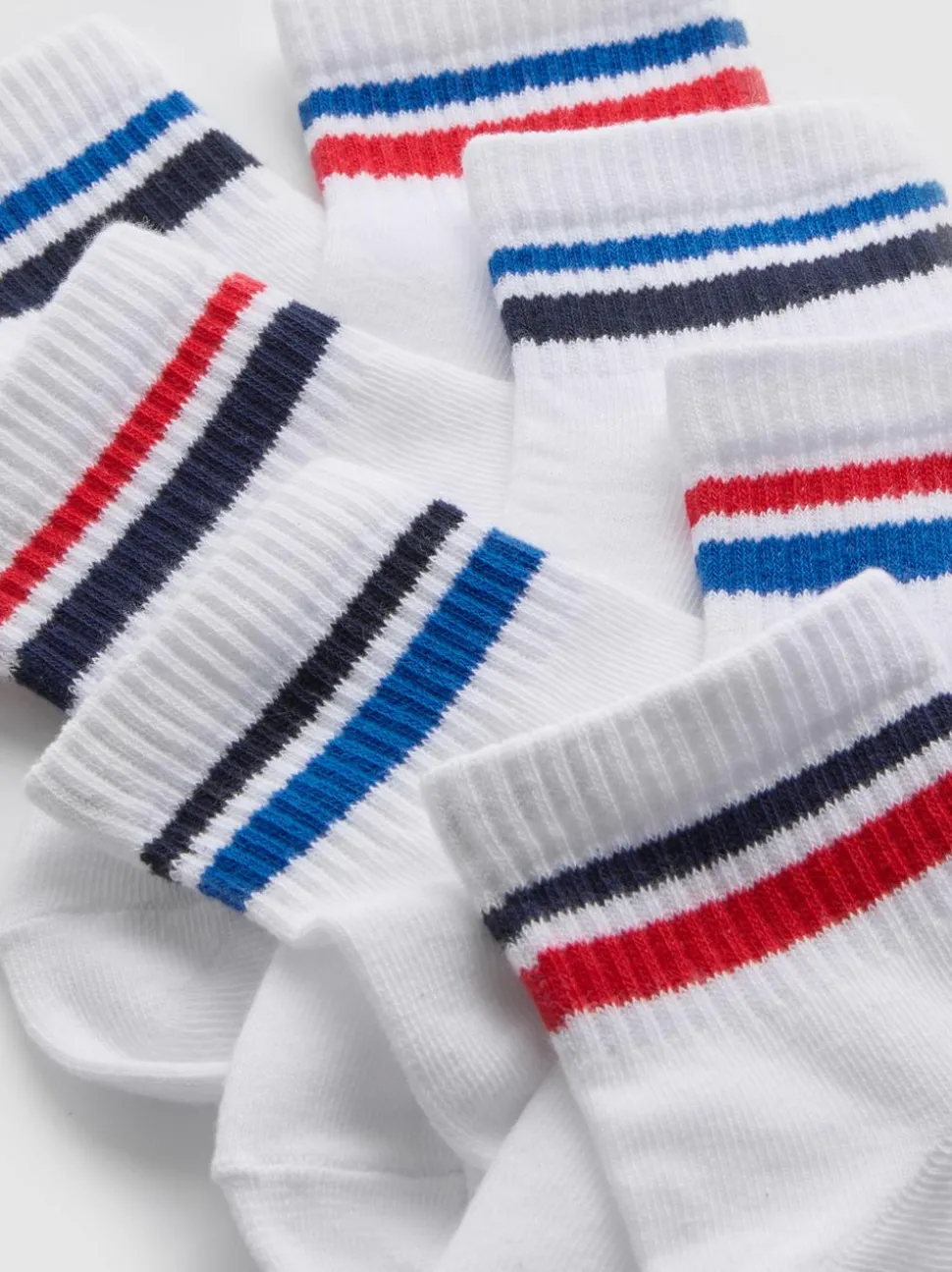 Gestreifte Socken in Viertellänge, 7er-Pack