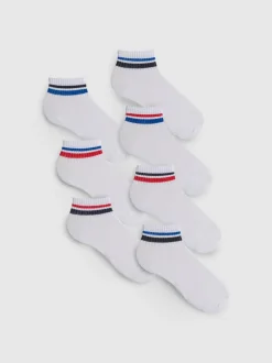 Gestreifte Socken in Viertellänge, 7er-Pack