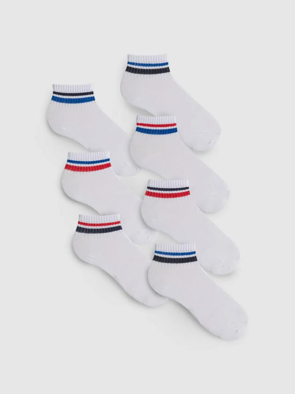 Gestreifte Socken in Viertellänge, 7er-Pack