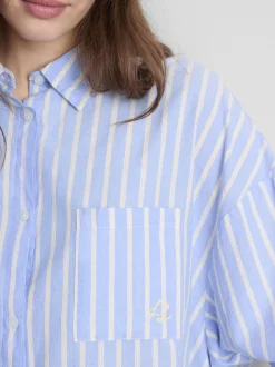 Gestreiftes Oxford-Schlafanzugshirt aus Baumwolle