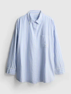 Gestreiftes Oxford-Schlafanzugshirt aus Baumwolle