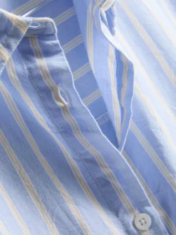 Gestreiftes Oxford-Schlafanzugshirt aus Baumwolle