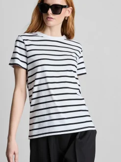 Gestreiftes T-Shirt mit Rundhalsausschnitt