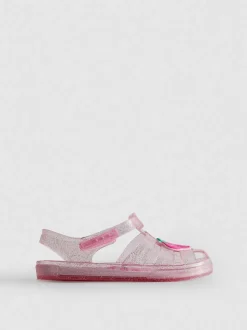Glitzernde Fischersandalen aus Kunststoff