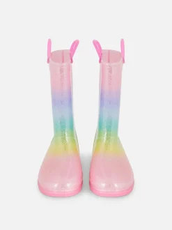 Glitzernde Gummistiefel im Ombré-Look