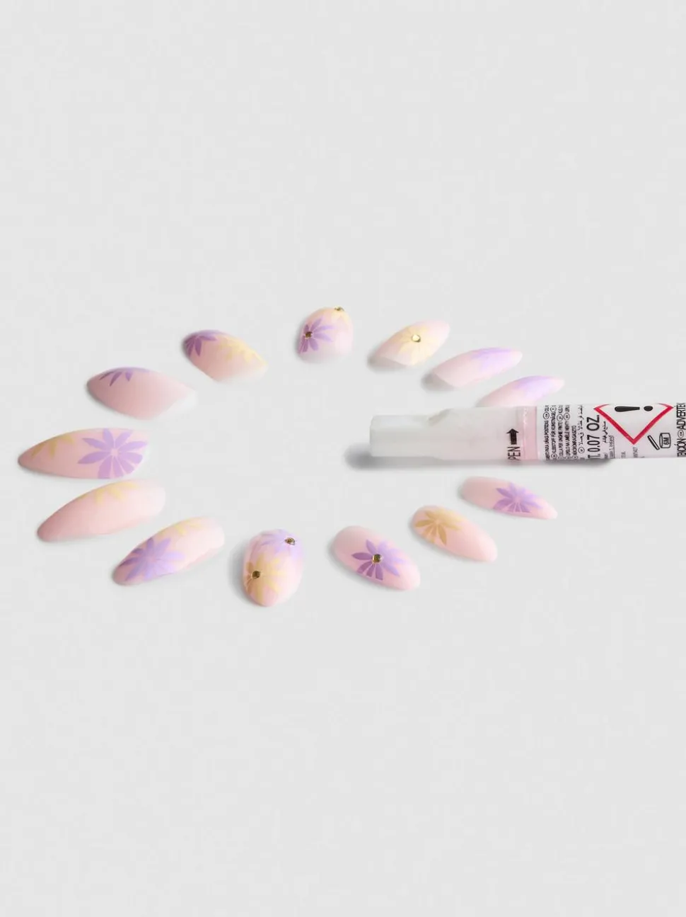 Glänzende Kunstnägel mit Blumendesign, 24er-Pack