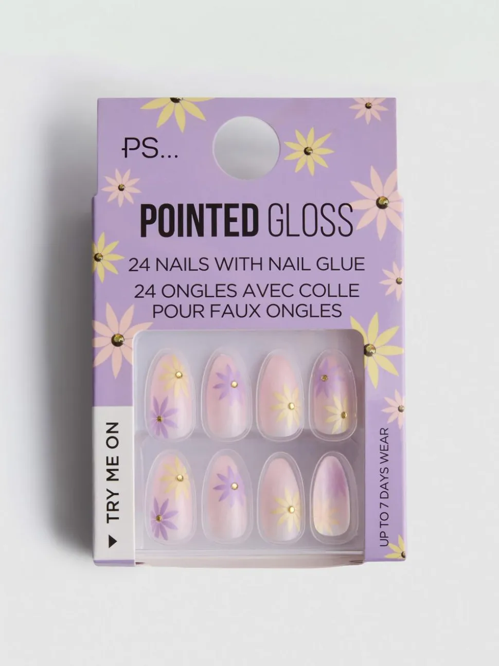 Glänzende Kunstnägel mit Blumendesign, 24er-Pack