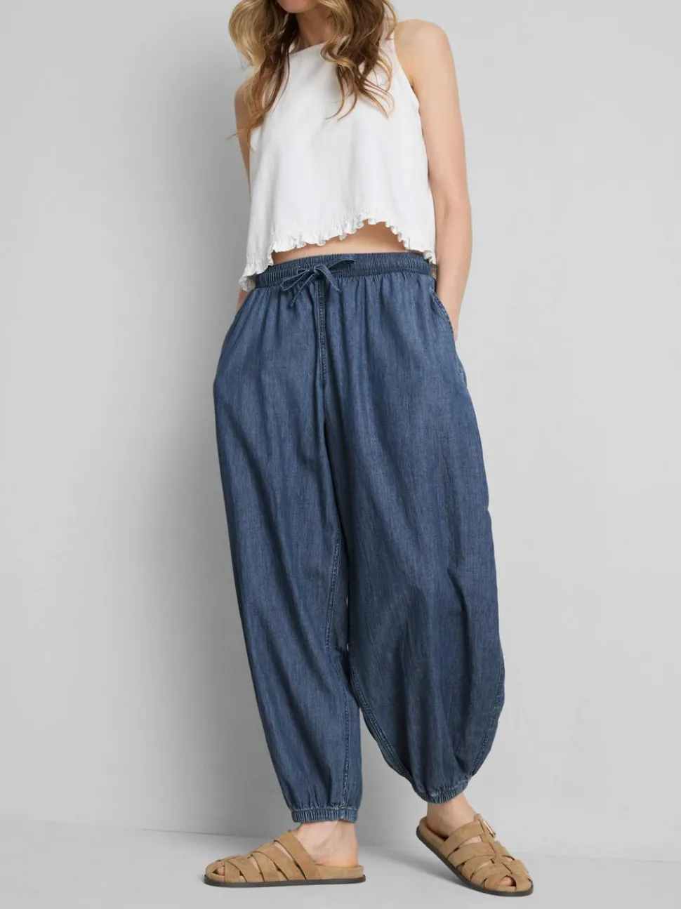 Haremshose aus Baumwoll-Denim
