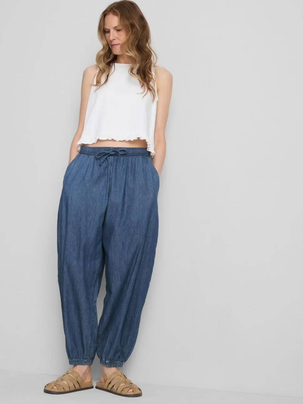 Haremshose aus Baumwoll-Denim