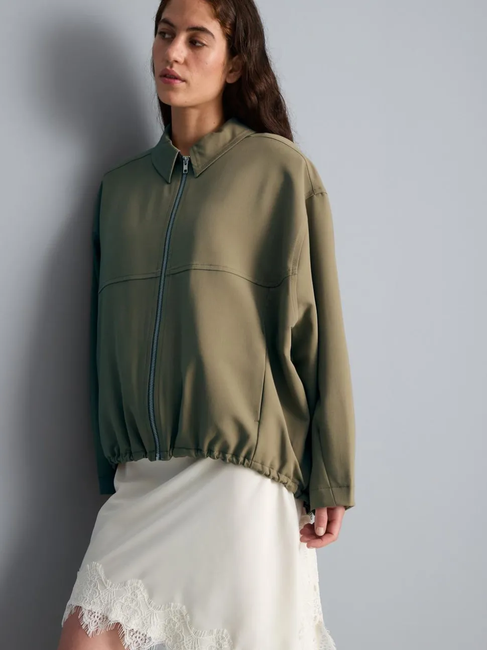 Hemdjacke mit Kragen und Reißverschluss