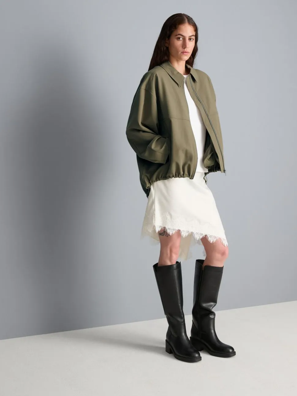 Hemdjacke mit Kragen und Reißverschluss
