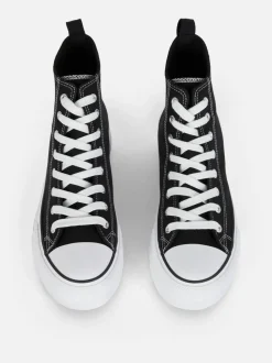 High-Top-Sneaker aus Canvas mit flacher Plateausohle