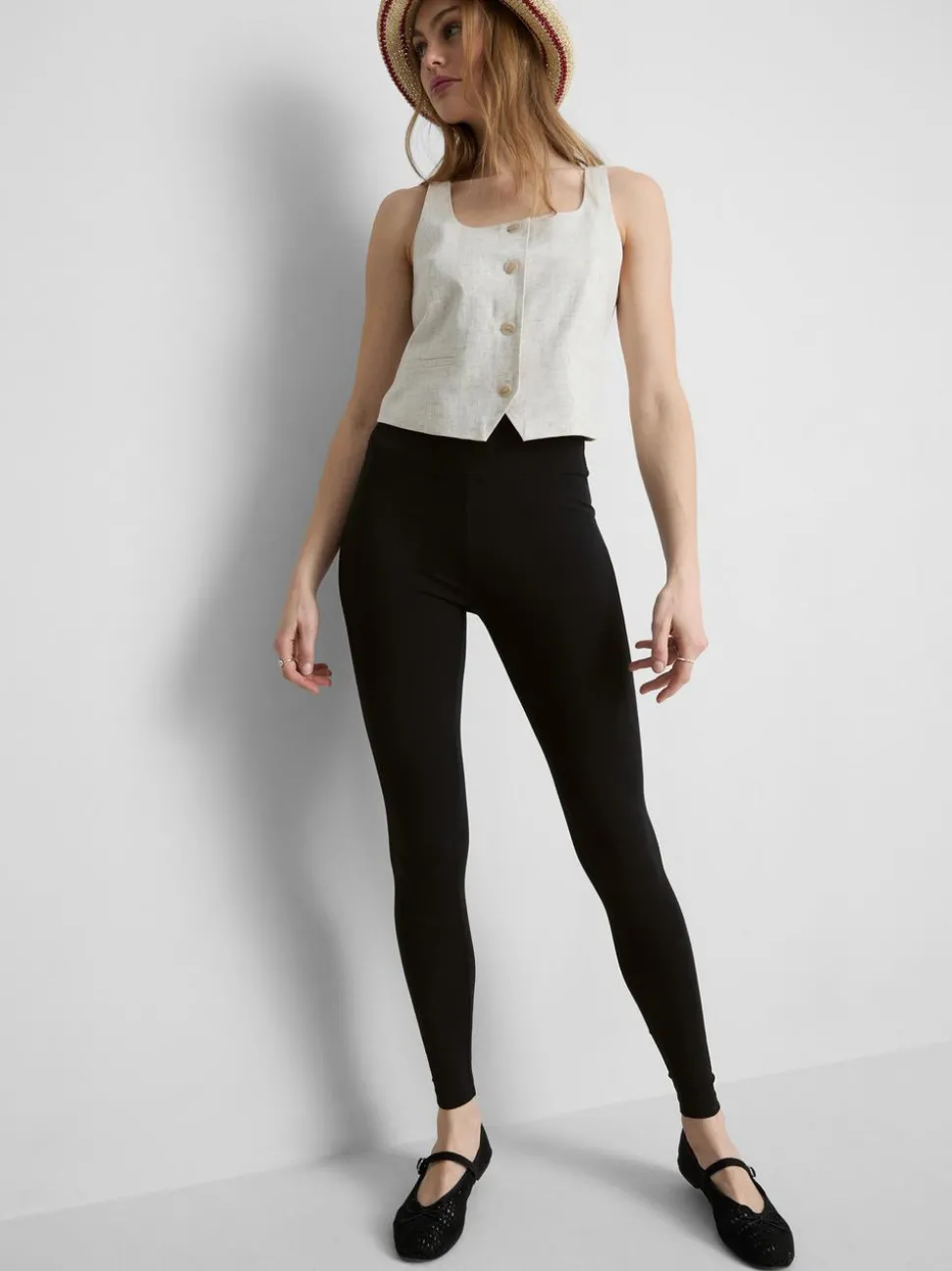 High-Waist-Leggings mit hohem Baumwollanteil